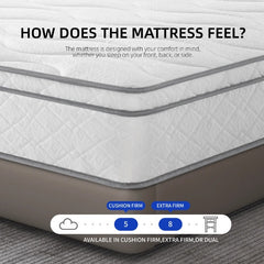 Queen Mattress, 12 Inch Hybrid Mattress With Memory Foam & Pocket Spring, Queen Mattress In A Box, Medium Firm Support, CertiPUR-US Certified