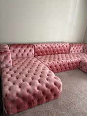 Neva Pink Velvet Double Chaise Sectional