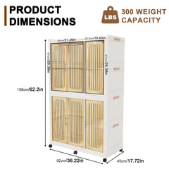 Portable Wardrobe Closet Storage Organizer For Clothes,Clothes Dresser,6 Magnetic Doors-6 Cubes & 2 Hanging Rod,6 Pcs Hangers , Baby Wardrobe Storage Cabinet,White