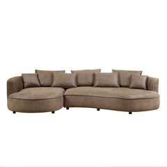 128.74 Inch Modern Sectional Curved Sofa Couch For Living Room,Leathaire Upholstered 5-Seat Sofa Couch, Technology Cloth Couch Set For Apartment Office,Brown
