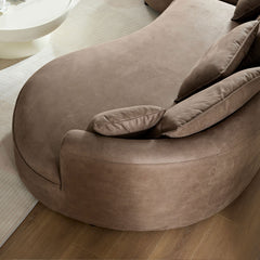 128.74 Inch Modern Sectional Curved Sofa Couch For Living Room,Leathaire Upholstered 5-Seat Sofa Couch, Technology Cloth Couch Set For Apartment Office,Brown