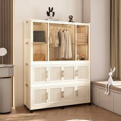 Portable Wardrobe Closet Storage Organizer For Clothes,Clothes Dresser,12 Magnetic Doors-12 Cubes & 1 Hanging Rod,6 Pcs Hangers , Baby Wardrobe Storage Cabinet,White