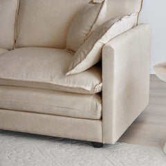 3 Piece Sofa Set With Arm Pillows And Toss Pillows , Sofa Set Include 2- Piece Of Arm Chair And One 2-seat Sofa, Space Saving Casual Sofa Set For Living Room, Beige Chenille