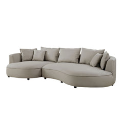 Modern Sectional Curved Sofa Couch For Living Room,Upholstered 5-Seat Sofa Couch Eco-leather Couch Set For Apartment Office,Light Grey