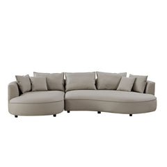 Modern Sectional Curved Sofa Couch For Living Room,Upholstered 5-Seat Sofa Couch Eco-leather Couch Set For Apartment Office,Light Grey