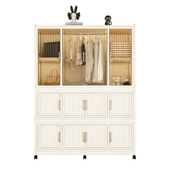 Portable Wardrobe Closet Storage Organizer For Clothes,Clothes Dresser,12 Magnetic Doors-12 Cubes & 1 Hanging Rod,6 Pcs Hangers , Baby Wardrobe Storage Cabinet,White